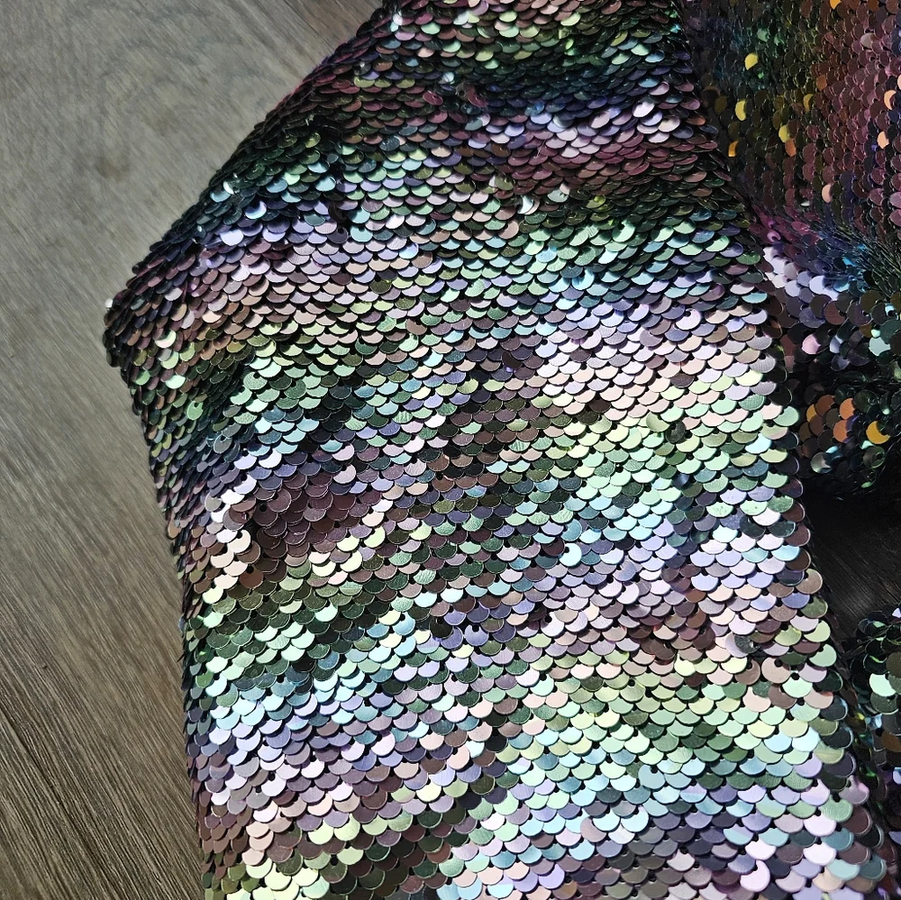 LULAROE ELEGANT STEVIE BOMBER JACKET size XL Rainbow Sequins Zipper Pocket - Picture 6 of 10